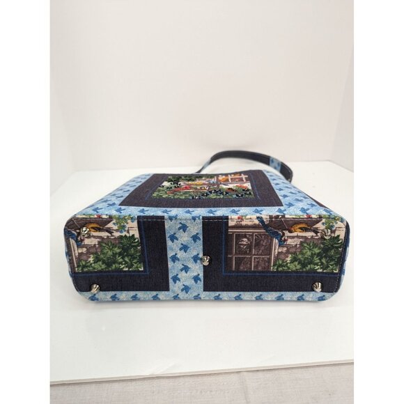 Cat Watching Birds Hard Body Single Handle Purse Bag Beaded with Feet - Picture 8 of 8